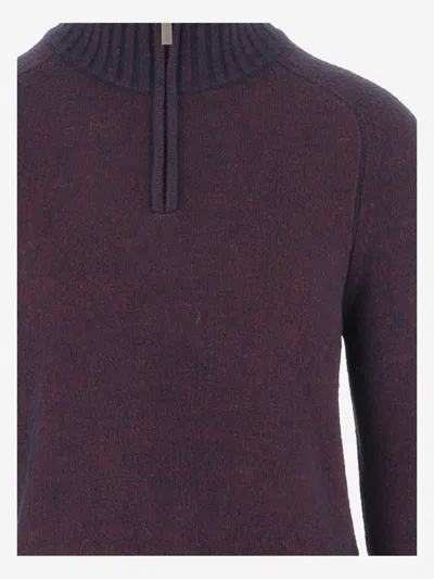 K-way Wool Blend Sweater With Zipper At The Neck In Burgundy