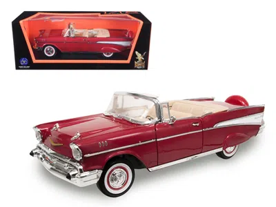 Road Signature 1957 Chevrolet Bel Air Convertible Red 1/18 Diecast Model Car By  In Red