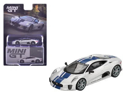 Mini Gt Jaguar C-x75 Silver Metallic With Blue Stripes Limited Edition 1/64 Diecast Model Car By  In Multi