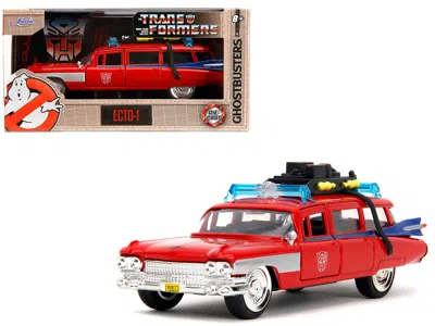 Jada 1959 Cadillac Ambulance Ecto-1 Red "transformers" Tv Series - "ghostbusters" (1984) Movie Crossover  In Red