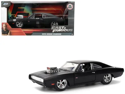 Jada 1970 Dodge Charger R/t Matt Black "fast & Furious" (2009) Movie "fast & Furious" Series 1/24 Diecast In Black