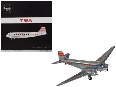 Geminijets Douglas Dc-3 Commercial Aircraft "twa (trans World Airlines)" (nc1943) Polished Metal Finish With Re In Multi