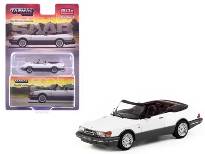 Tarmac Works Saab 900 Turbo Convertible White And Gray "global64" Series 1/64 Diecast Model By  In White