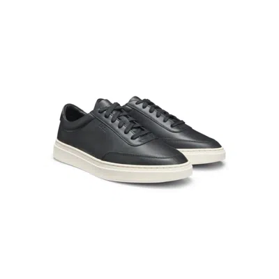 Hugo Boss Leather Trainers With Contrast Rubber Outsole In Black