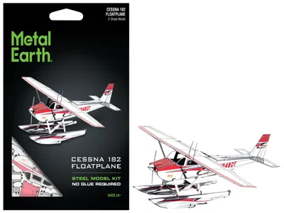 Metal Earth Model Kit Cessna 182 Floatplane White And Red (moderate Difficulty) Steel Model By  In Multi