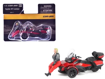 Brp Models Can-am Spyder Rt Limited 3-wheel Motorcycle Deep Marsala Red Metallic With Driver Figure 1/32 Diecas In Red