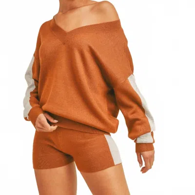 Klesis V-neck Racer Lounge Set In Spiced Copper In Brown