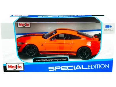 Maisto 2020 Ford Mustang Shelby Gt500 Bright Orange With Black Stripes 1/24 Diecast Model Car By  In Multi