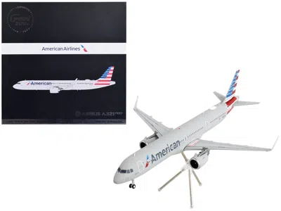 Geminijets Airbus A321neo Commercial Aircraft "american Airlines" Silver With Striped Tail "gemini 200" Series  In White
