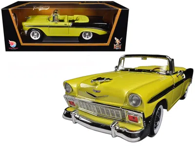 Road Signature 1956 Chevrolet Bel Air Convertible Yellow/black 1/18 Diecast Car Model By  In Yellow