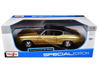 Maisto 1971 Chevrolet Chevelle Ss 454 Sport Gold Metallic With Black Top And Black Stripes "special Edition In Gold