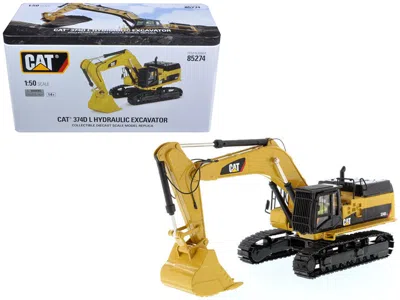 Diecast Masters Cat Caterpillar 374d L Hydraulic Excavator With Operator "high Line" Series 1/50 Diecast Model By Di In Yellow
