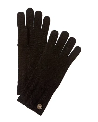 Bruno Magli Cable Knit Cuff Cashmere Gloves In Black