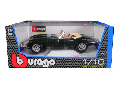 Bburago 1961 Jaguar E Type Convertible Green 1/18 Diecast Model Car By  In Black