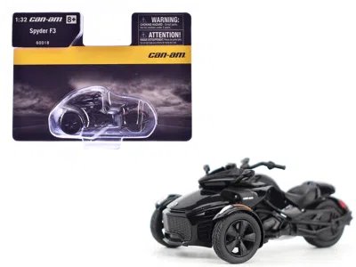 Brp Models Can-am Spyder F3 3-wheel Motorcycle Steel Black Metallic 1/32 Diecast Model By  In Black