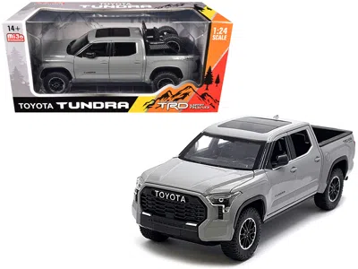 Other 2023 Toyota Tundra Trd 4x4 Pickup Truck Cement Gray With Sunroof And Wheel Rack 1/24 Diecast Model C In White