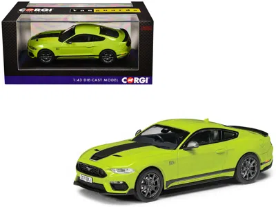 Corgi Ford Mustang Mk6 Mach 1 Rhd (right Hand Drive) Grabber Yellow With Black Stripes "vanguards" Series  In Green