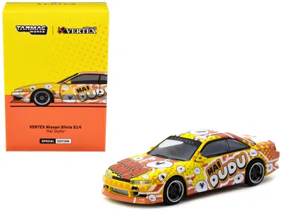 Tarmac Works Nissan Silvia (s14) Vertex Rhd (right Hand Drive) "hai Dudu - Imx Special Edition" Yellow And Orange In Multi