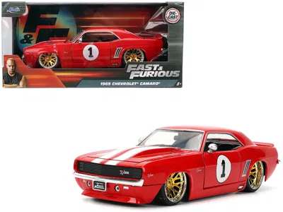 Jada 1969 Chevrolet Camaro #1 Red With White Stripes "fast & Furious" Series 1/24 Diecast Model Car By Ja In Red
