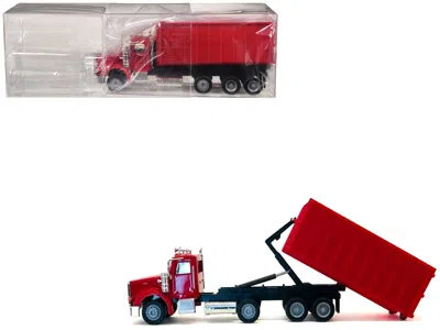 Promotex Peterbilt 367 Roll-off Dump Truck Red With Red Box 1/87 (ho) Plastic Model Car By  In Red