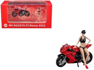 Cm Models 2022 Mv Agusta F3 Rosso Motorcycle Red With Figure 1/64 Diecast Model By Cm Model In Multi