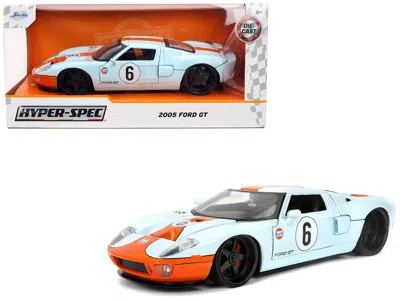 Jada 2005 Ford Gt #6 "gulf Oil" Light Blue With Orange Stripes "hyper-spec" Series 1/24 Diecast Model Car In Multi
