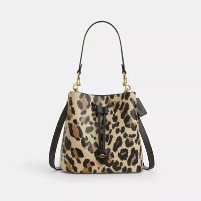 Coach Outlet Rowan Bucket Bag With Leopard Print In Multi