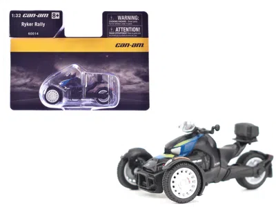 Brp Models Can-am Ryker Rally 3-wheel Motorcycle Galactic Blue And Black 1/32 Diecast Model By  In Black