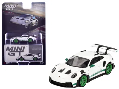 Mini Gt Porsche 911 (992) Gt3 Rs White With Green Stripes And Wheels "tribute To Carrera Rs Package" Limited In Multi