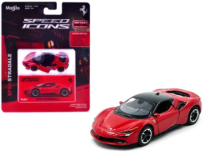 Maisto Ferrari Sf90 Stradale Red With Black Top "speed Icons" Series 1/64 Diecast Model Car By  In Red