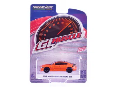 Greenlight 2018 Dodge Charger Daytona 392 Go Mango Orange " Muscle" Series 29 1/64 Diecast Model Car  In Multi