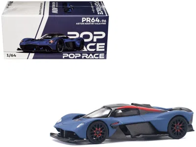 Pop Race Aston Martin Valkyrie Satin Marina Blue With Carbon Top 1/64 Diecast Model Car By  In Blue