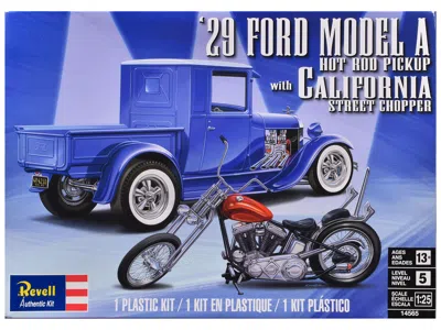 Revell Level 5 Model Kit 1929 Ford Model A Hot Rod Pickup Truck And California Street Chopper Motorcycle 1/ In Multi