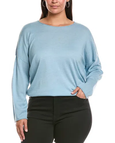 Eileen Fisher Plus Wool Sweater In Blue