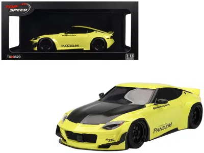 Top Speed Nissan Z (rz34) "pandem" Ikazuchi Yellow With Matt Black Hood 1/18 Model Car By  In Multi