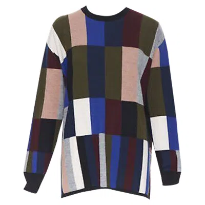 Victoria Beckham Wool Graphic Colorblocked Oversized Sweater In Multi