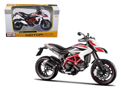 Maisto 2013 Ducati Hypermotard Sp White With Black And Red Stripes 1/12 Diecast Motorcycle Model By  In Multi