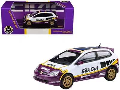 Paragon 2001 Honda Civic Type R Ep3 "silk Cut" White And Purple With Graphics 1/64 Diecast Model Car By Para In Multi