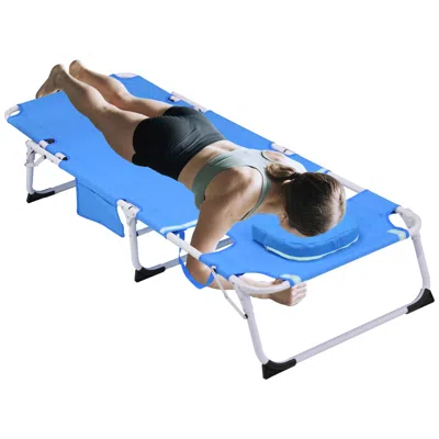 Streamdale Furniture Streamdale 3-in-1 Tanning Chair - Adjustable Folding Beach Lounge In Blue