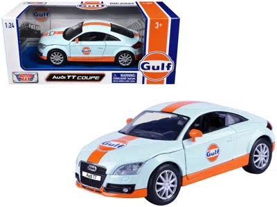 Motormax Audi Tt Coupe "gulf Oil" Light Blue With Orange Stripes "gulf Die-cast Collection" 1/24 Diecast Mode In Multi