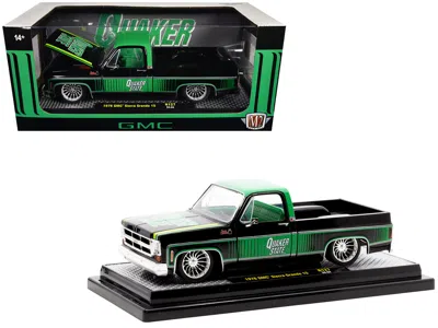 M2 1976 Gmc Sierra Grande 15 Pickup Truck "quaker State" Black With Green Top Graphics And Interior Lim In Green