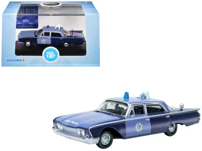 Oxford Diecast 1960 Ford Fairlane Sedan "massachusetts State Police Radar Car" Blue Two-tone 1/87 (ho) Scale Diecas In Blue