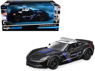 Maisto 2015 Chevrolet Corvette Z06 "police" Black With Blue Stripes And White Top " Design Authority" In Black