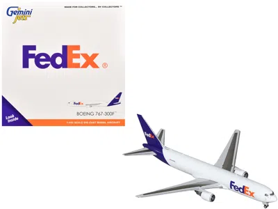 Geminijets Boeing 767-300f Commercial Aircraft "fedex (federal Express)" (n144fe) White With Purple Tail 1/400  In White