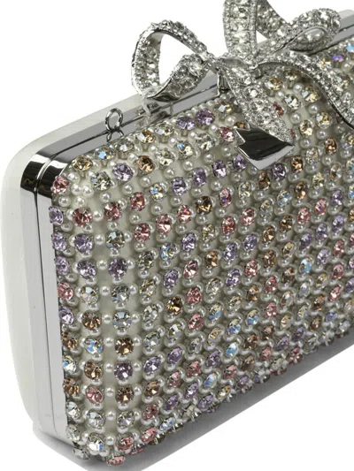 Self-portrait Mini Multi Crystal Shoulder Bag In Silver