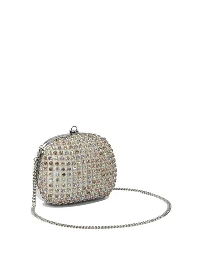 Self-portrait Multi Crystal Clutch In Silver