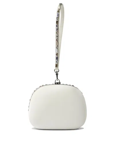 Self-portrait Multi Crystal Clutch In Silver