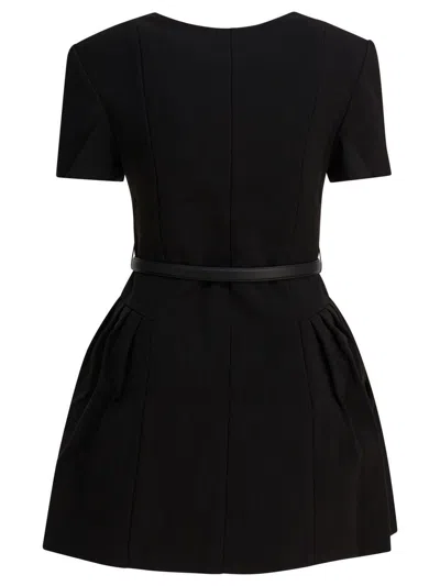 Self-portrait Double-breasted Short-sleeves Mini Dress In Black