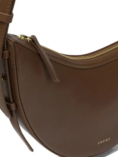Soeur Adjustable Strap Shoulder Bag With Smooth Finish In Brown