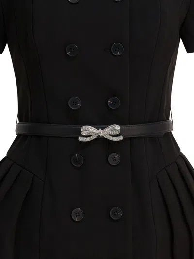 Self-portrait Double-breasted Short-sleeves Mini Dress In Black